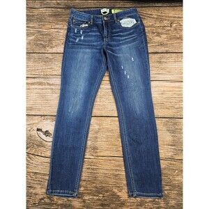 Indigo Rein Women's Jr 15 Blue Skinny Jeans Stretch Denim Distressed EUC
